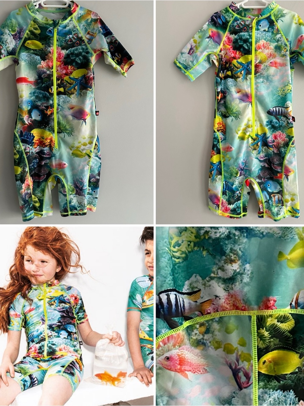 Molo Kids Neka Ocean Living UV UPF 50+ Swimsuit Rashguard Size 7Y and 8Y